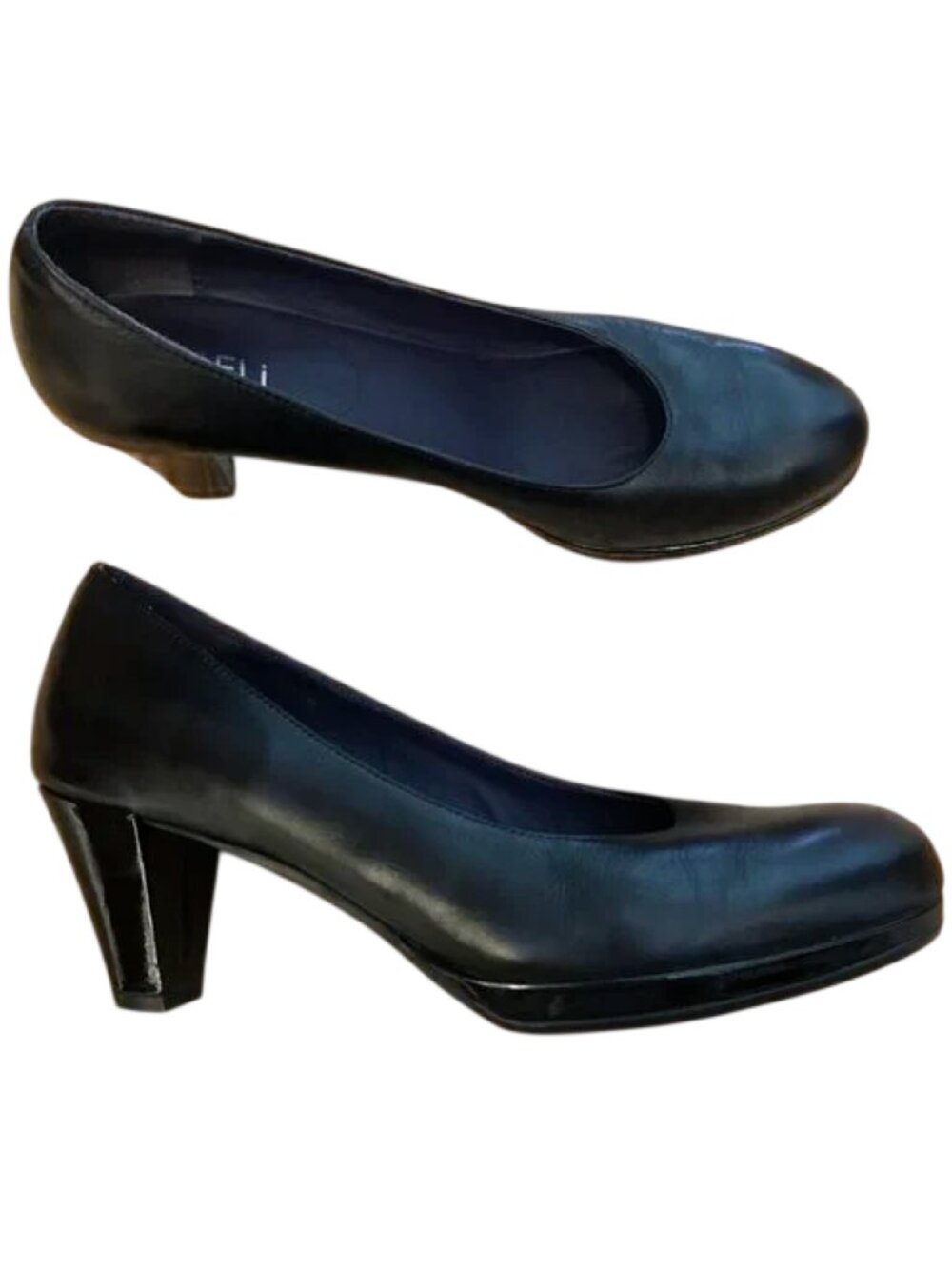 VANELi Classic Black Genuine Leather Round Toe Pumps Size 7.5